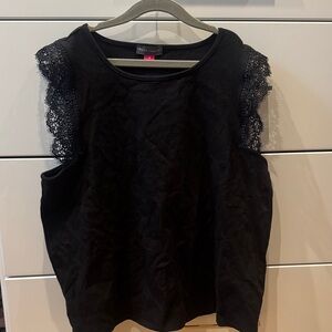 Vince Camuto Black Lace Sleeve Tank Top